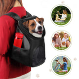 Dog Carrier Backpack Breathable for Small Pets/Cats/Puppies, Pet Carrier Bag with Mesh Ventilation, Safety Features and Cushion Back Support, for Traveling, Hiking, Camping, Walking & Outdoor, Black