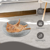 PETLESO Small Cat Bed Mat with Surrounding Pillow, 11.81" Round Soft Cushion for Cats Puppy Rabbits Curling Sleep, Indoor Furniture/Carrier/Crate Pet Self Warming Anti Skid Pad, Washable, Small