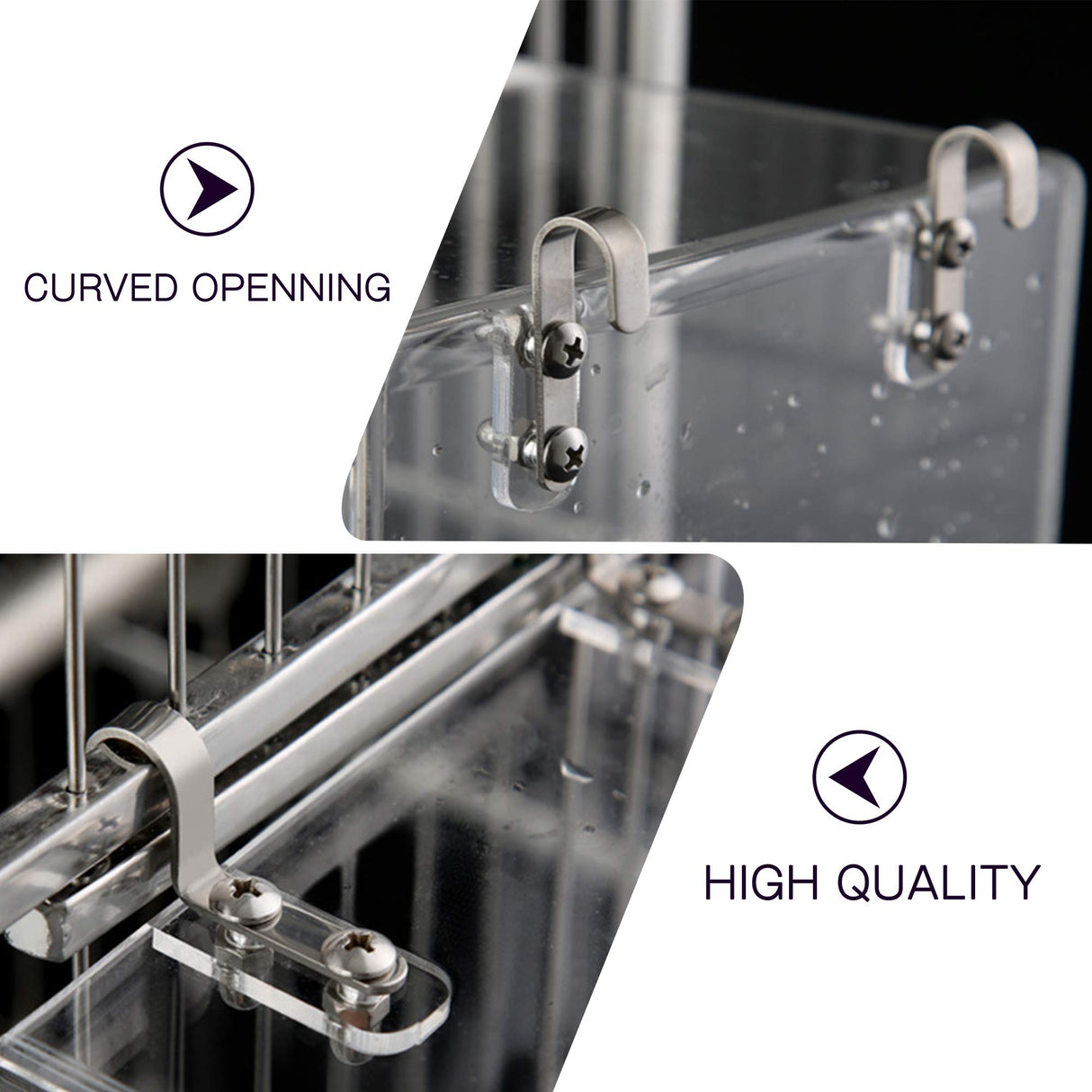 Saderoy Bird Bath Cage, No-Leakage Bird Bathtub with Hanging Hooks Cage Accessory for Small Bird Parrots Lovebirds Canary Portable Shower