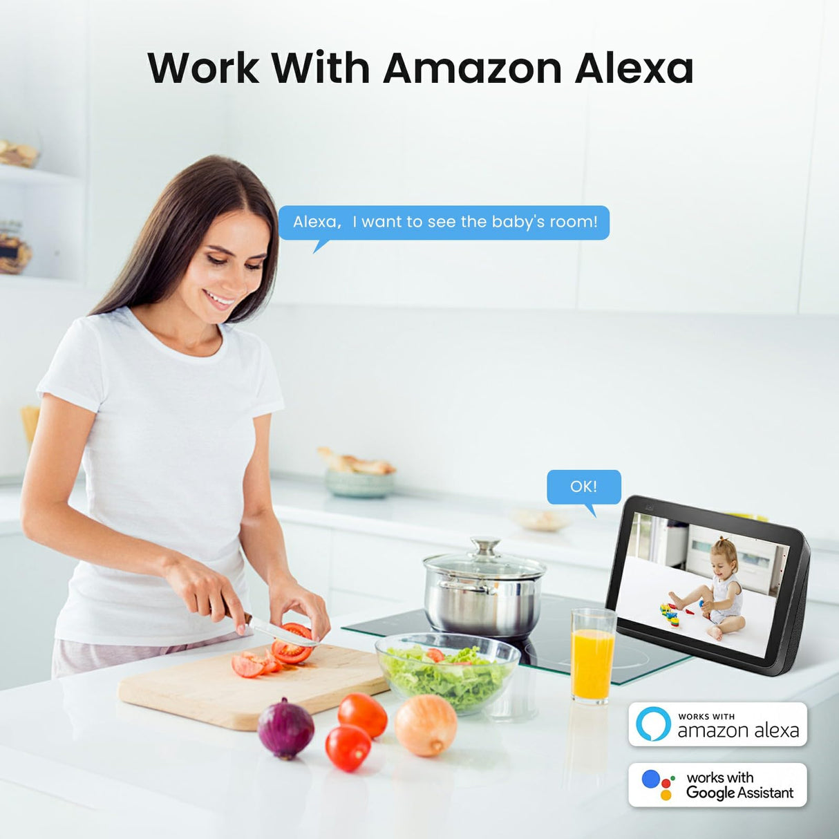 AMOROM Indoor Security Camera 360° with Pan/Tilt, Pet Dog Baby Monitor, 1080P HD Night Vision, Motion Detection, 2-Way Talk, Alexa & Google Home Compatible (2.4GHz WiFi)