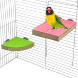 kathson Bird Perch Platform, Parrot Sanded Stand Wooden Corner Shelf Fan Shaped Cage Playground for Parrots Conures Budgies Parakeets Cockatiels Lovebirds