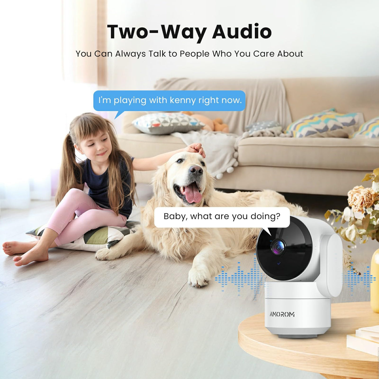 AMOROM Indoor Security Camera 360° with Pan/Tilt, Pet Dog Baby Monitor, 1080P HD Night Vision, Motion Detection, 2-Way Talk, Alexa & Google Home Compatible (2.4GHz WiFi)