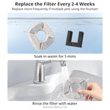 Pet Fountain Filters Replacement Fit for 135oz/4L Dog Water Fountain, 4 Pack Cat Water Fountain Replacement Filters (4 Filters+2 Sponges)