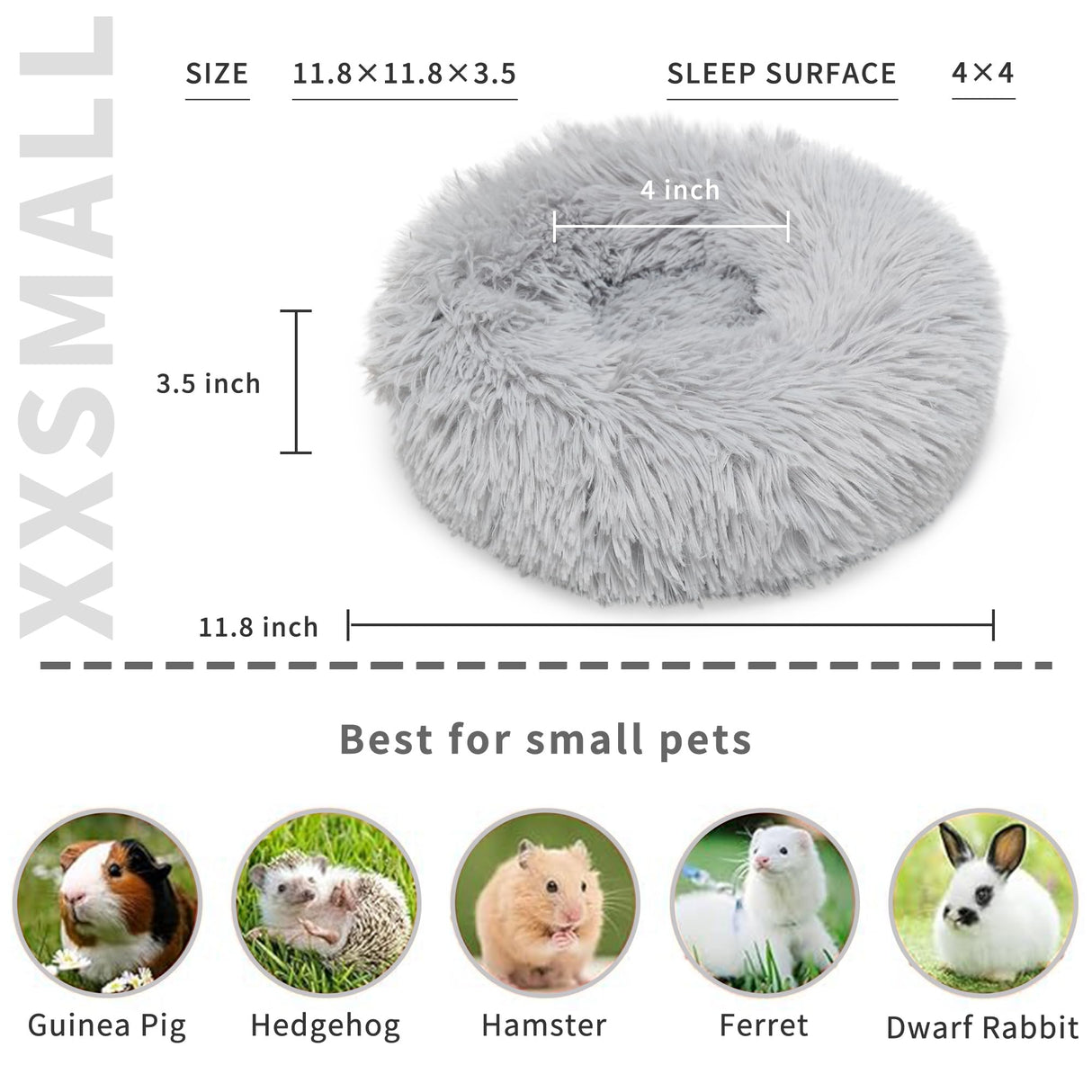 wrkfree Bunny Bed Rabbit Hideout Large Soft & Comfortable Small Animal Bedding Cozy Bed Mat Warm Hideaway Cage Accessories for Guinea Pig Light Grey