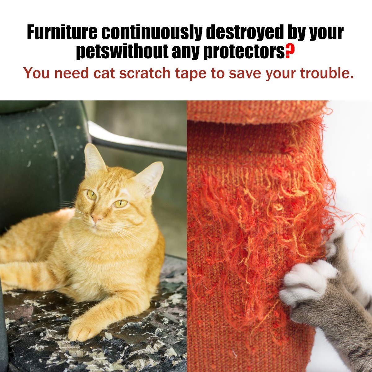Petslucent Cat Scratch Furniture Protector Tape, Cat Anti Scratch Training Tape, Double Sided Clear Sticky Paws Guards for Carpet, Sofa, Couch, Door (3''x 30 Yards)