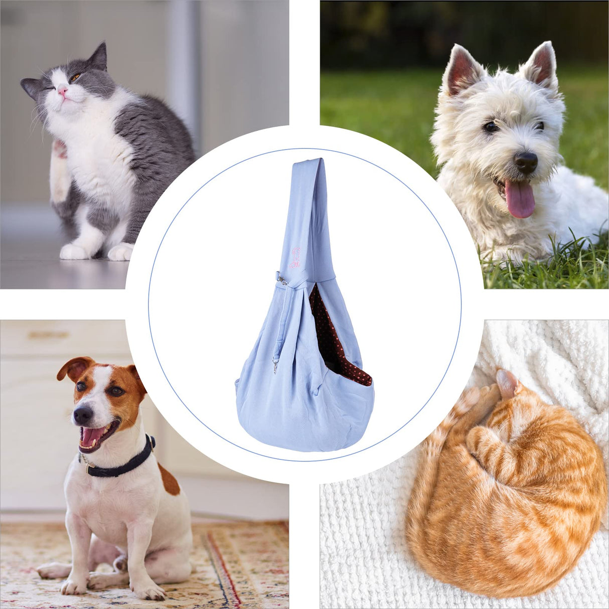 Small Dog Cat Sling Carrier,Hands Free Reversible Pet Carriers Bag,Pet Carrier Shoulder Crossbody Pet Slings Suitable for Puppy, Small Dogs, and Cats for Outdoor Travel (Blue)