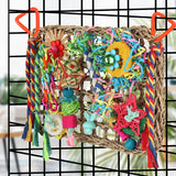 Bird Toys Bird Foraging Toys for Parakeets Cockatiel Conures Lovebirds Bird Foraging Shredding Seagrass Wall with Various Toys for Birds