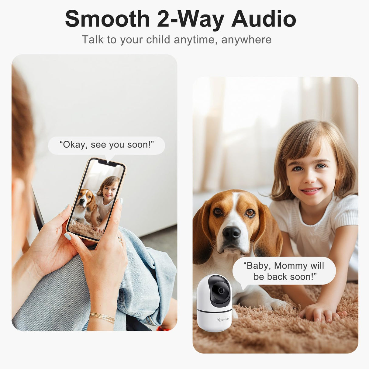 Adorbee Indoor Security Camera for Home: 2K 360° 5G & 2.4G WiFi Camera with Phone App - Pet Dog Baby Monitor with 2 Way Audio - Motion Detection Night Vision for House Room Monitoring