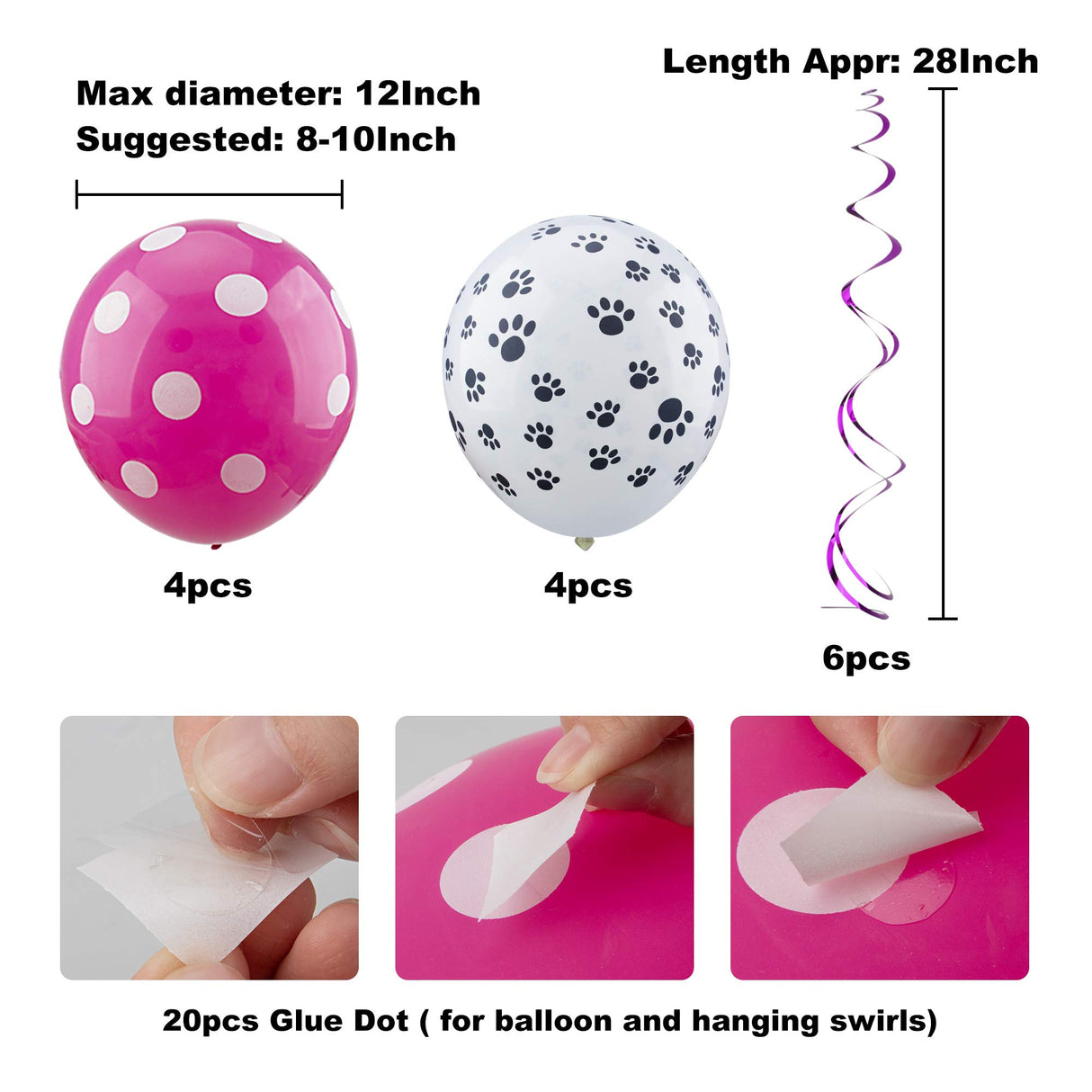 GAGILAND Dog Birthday Party Supplies Bandana Hat Banner Set Dog Boy Girl Cute Bow Tie Scarf Birthday Decorations (Pink with Balloon)