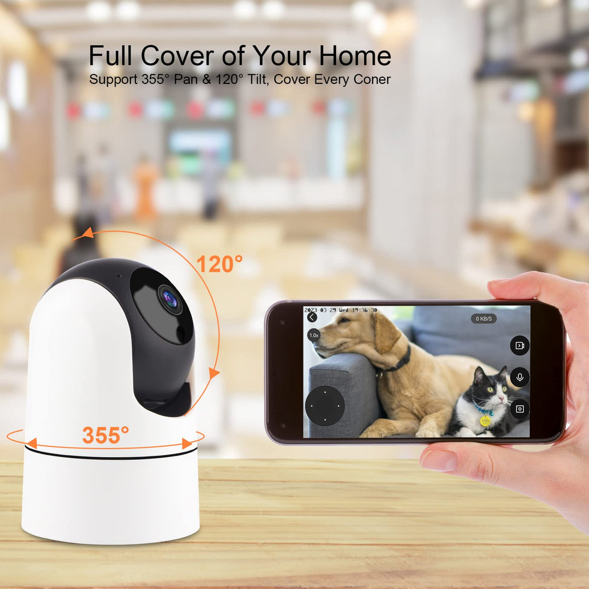 Krumano 2K Indoor Home Security Camera, 2.4G Wifi Cameras for Home Security, Pan & Tilt Baby Monitor Pet Dog Camera with Phone APP, 2 Way Talk Night Vision, SD Card and Cloud Storage, Motion Detection