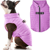 Gooby Puffer Vest Dog Jacket - Purple, X-Small - Ultra Thin Zip Up Wind Breaker with Dual D Ring Leash - Water Resistant Small Dog Sweater Coat - Dog Clothes for Small Dogs Boy or Medium Dogs, (12")