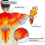 IROLEHOME Bird-Costume-Parrot-Wings for Kids with Bird Headbands, Boys Girls Eagle Dress-up Cape Halloween Party Favors Gifts