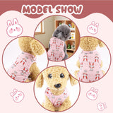Vavious Girl Dog Clothes Breathable Lightweight Dog Shirts Cartoon Pink Rabbits Pattern Pet Vest Puppy Sleeveless Soft Tank Top Sweet Summer Cat Outfit X-Large