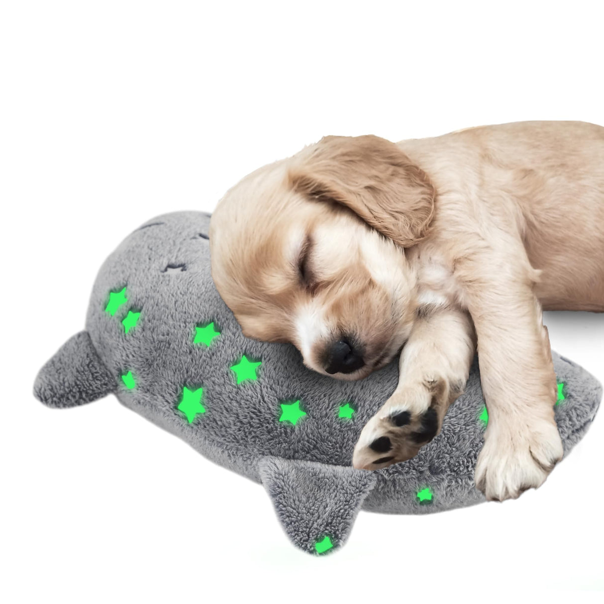 POMESEA Dog Calming Pillow Glow in The Dark, Soft U-Shaped Pet Pillows for Dogs & Cats, Machine Washable, Dog Neck Pillow, Joint Relief, Better Sleep (Medium, Gray)