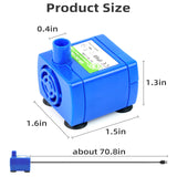 Supersuki Cat Water Fountain Pump, DR-DC 160 Submersible Water Pump with LED Light for Stainless Steel, Ceramic Pet Water Fountain, Automatic Cat Water Dispenser Motor Replacement