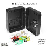 BIRD Combination Key Cabinet - Key Box Wall Mounted - Storage for up to 20 Keys