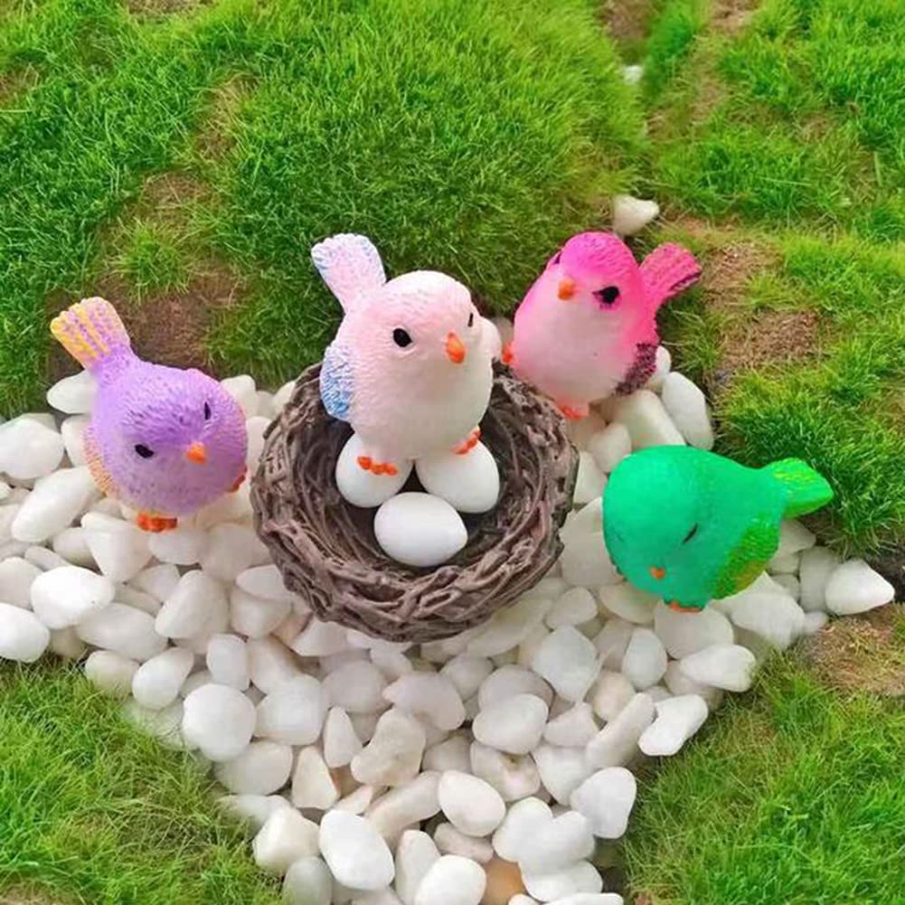 LEBERY 8pcs Mini Bird Figurines Birds Cake Topper Toy Bird Figures Kids, Dollhouse Miniature Figures Toys Play Set, Birds Decorative Figurines Model for Kids Birthday Party Baby Shower