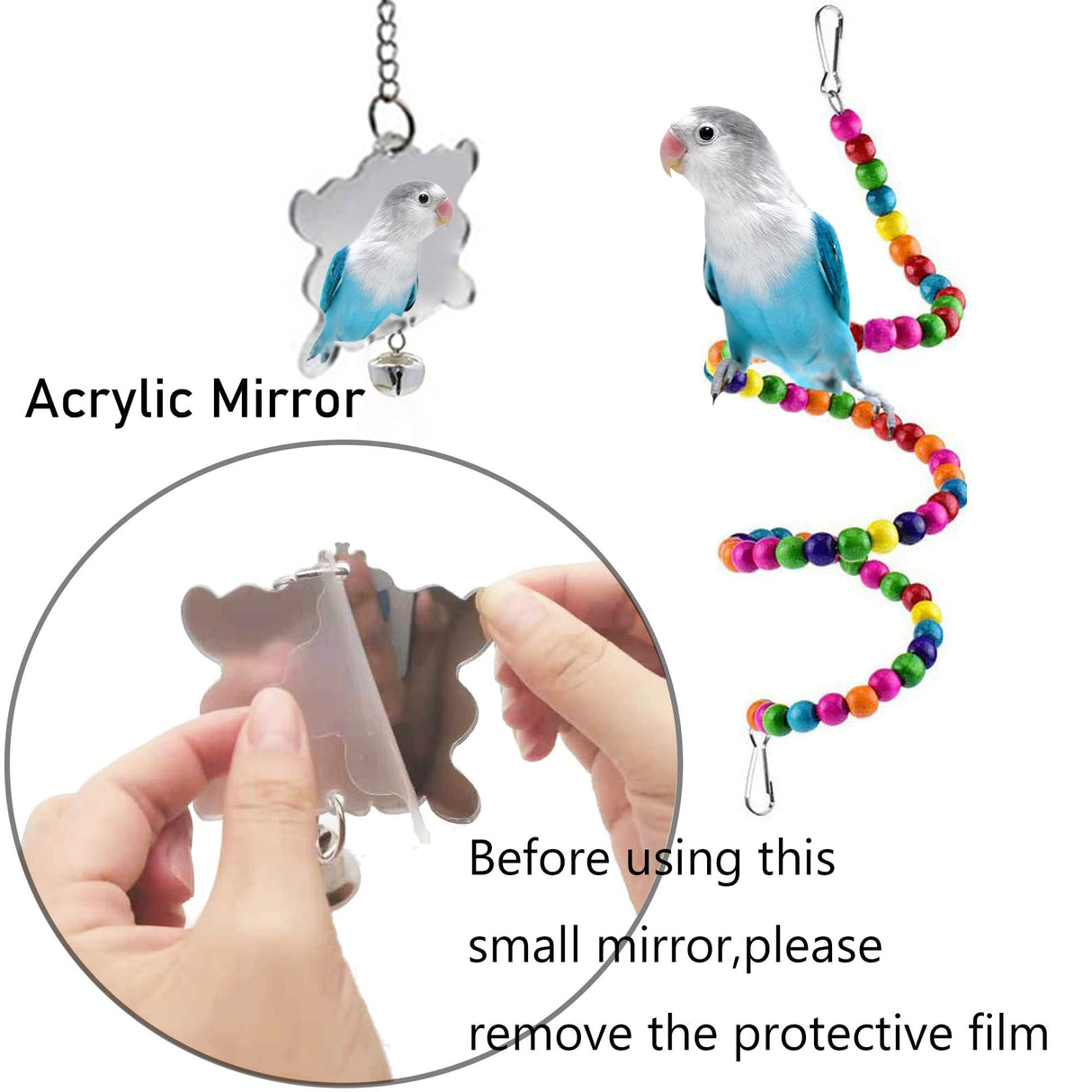 Bird Parakeet Cockatiel Toys, ESRISE Parrots Cage Hammock Swing Climbing Ladders Wooden Perch Chewing Toy for Budgerigar, Conures, Love Birds, Budgies