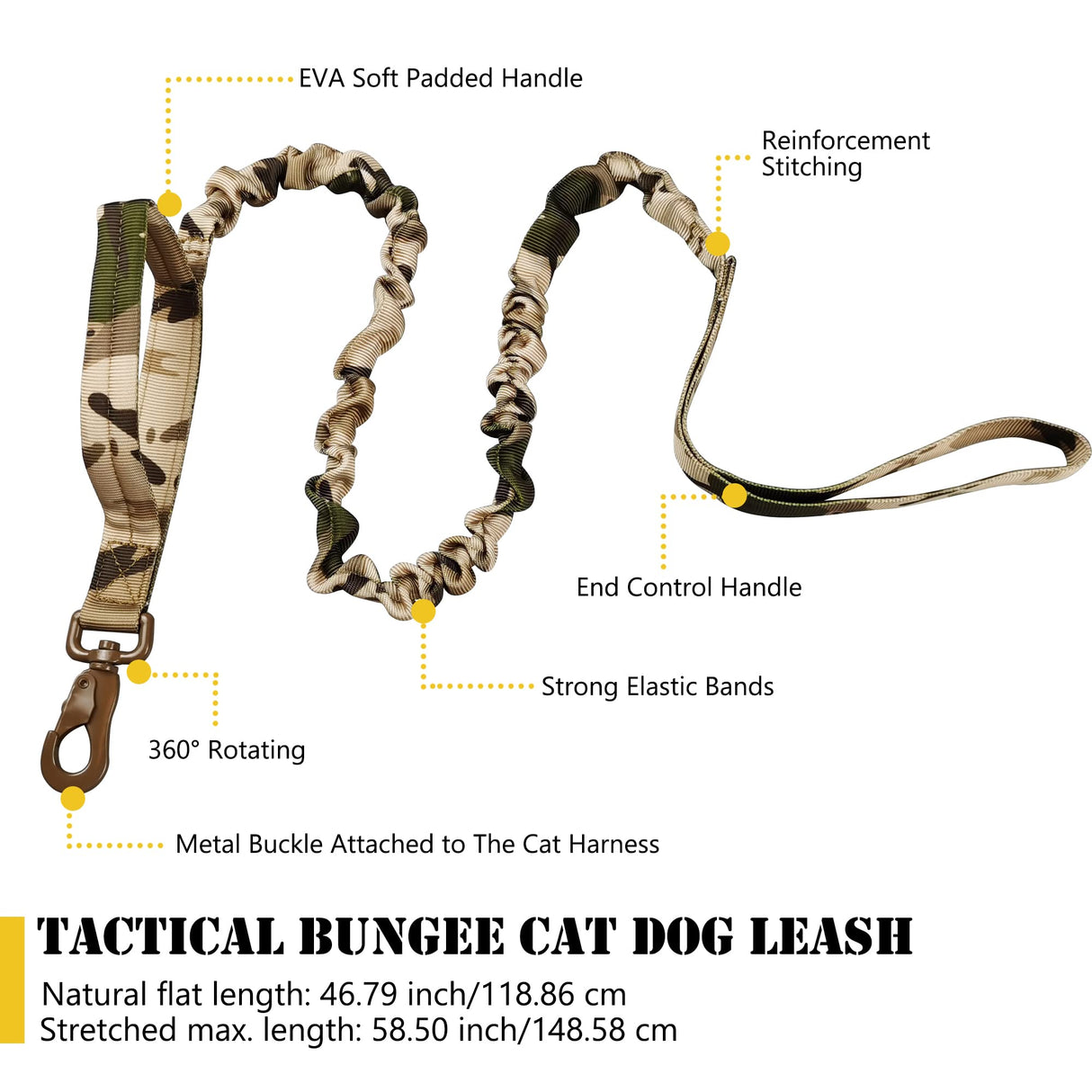 Tactical Cat Harness and Leash for Walking Escape Proof, Adjustable Military K9 Pet Vest Harness Easy Control for Large Cat, Puppy and Small Dog (Camo)