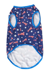 Bone American Star 4th of July Navy Blue Stripe Dog T-Shirts Summer Lightweight Pet Clothes X-Large 17.6" Back Length