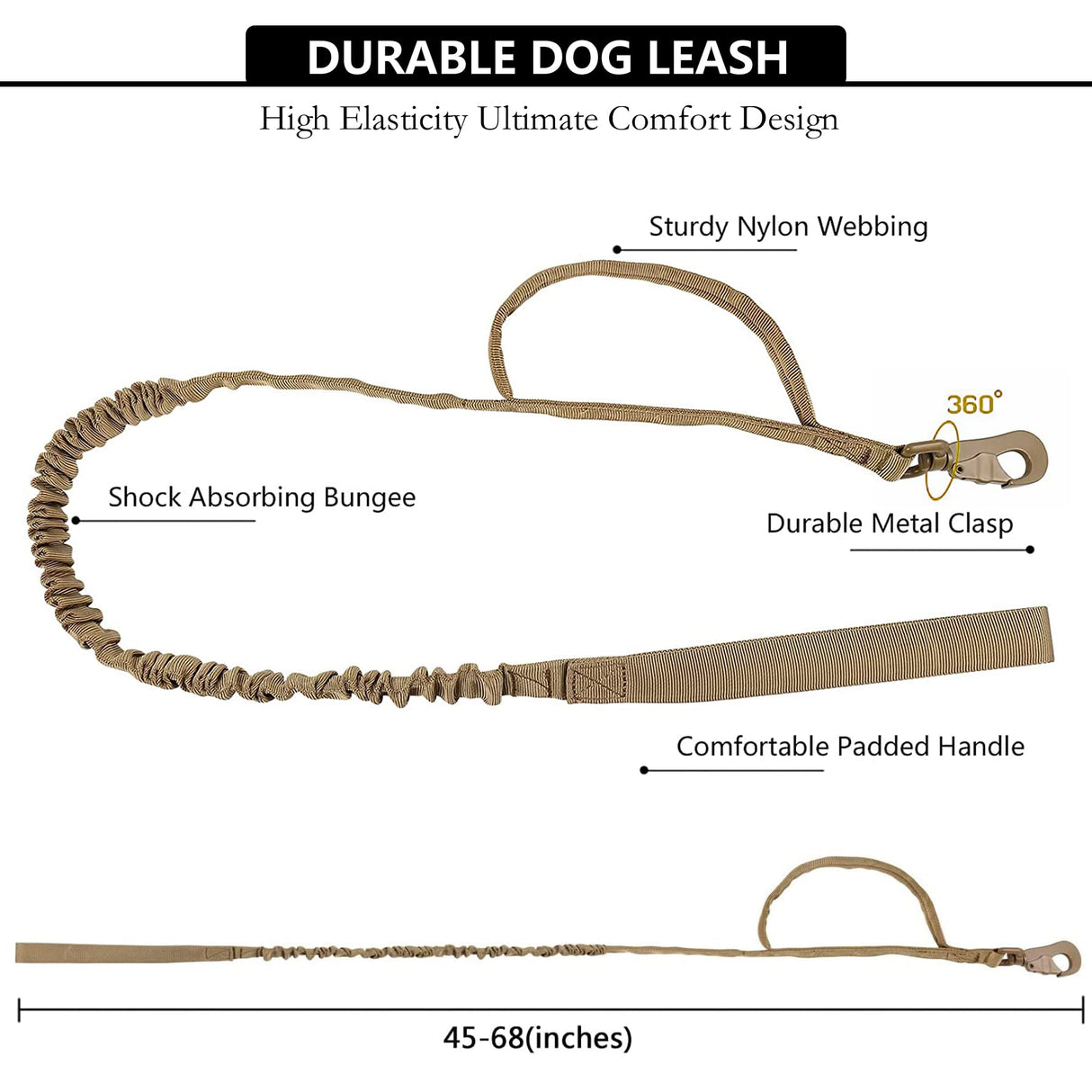 Tactical AirTag Dog Collar Leash Set - Heavy Duty, Adjustable GPS Collar Compatible with Apple AirTag, with Holder & Control Handle for Medium/Large Dogs [ Brown, M ]
