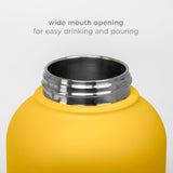 Ubbi Pup & Me Stainless Steel Insulated Portable 32 oz. Water Bottle for Dogs and Owners with Attached Dog Bowl, Yellow