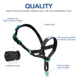 Pawaboo Dog Muzzle, Head Halter Collar for Dog, Pet Dogs Nylon Reflective Adjustable Loop Anti-Biting Barking Control Easy Fit Dogs StopsPulling Head Leash, Medium Size, Black
