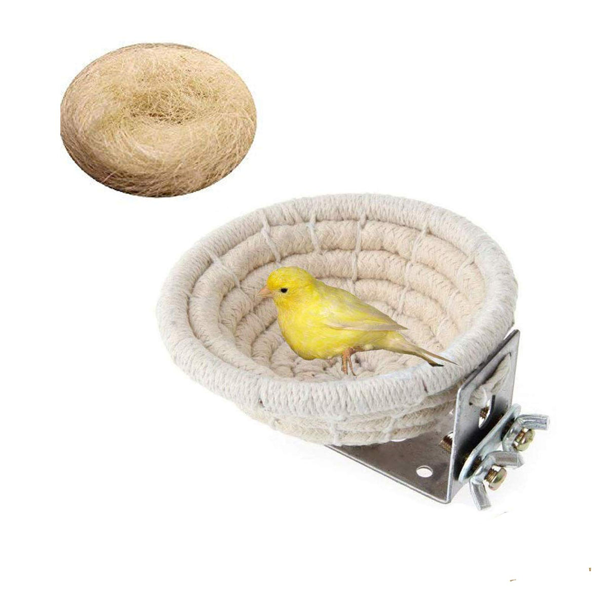 Bird Nest Parakeet Nest Handmade Cotton Weave Hemp Rope Nests Birds Breeding Hatching Nest Parrot Nesting Box Cage Hatch House Hut Cave Raffia Fiber for Parrots Canary