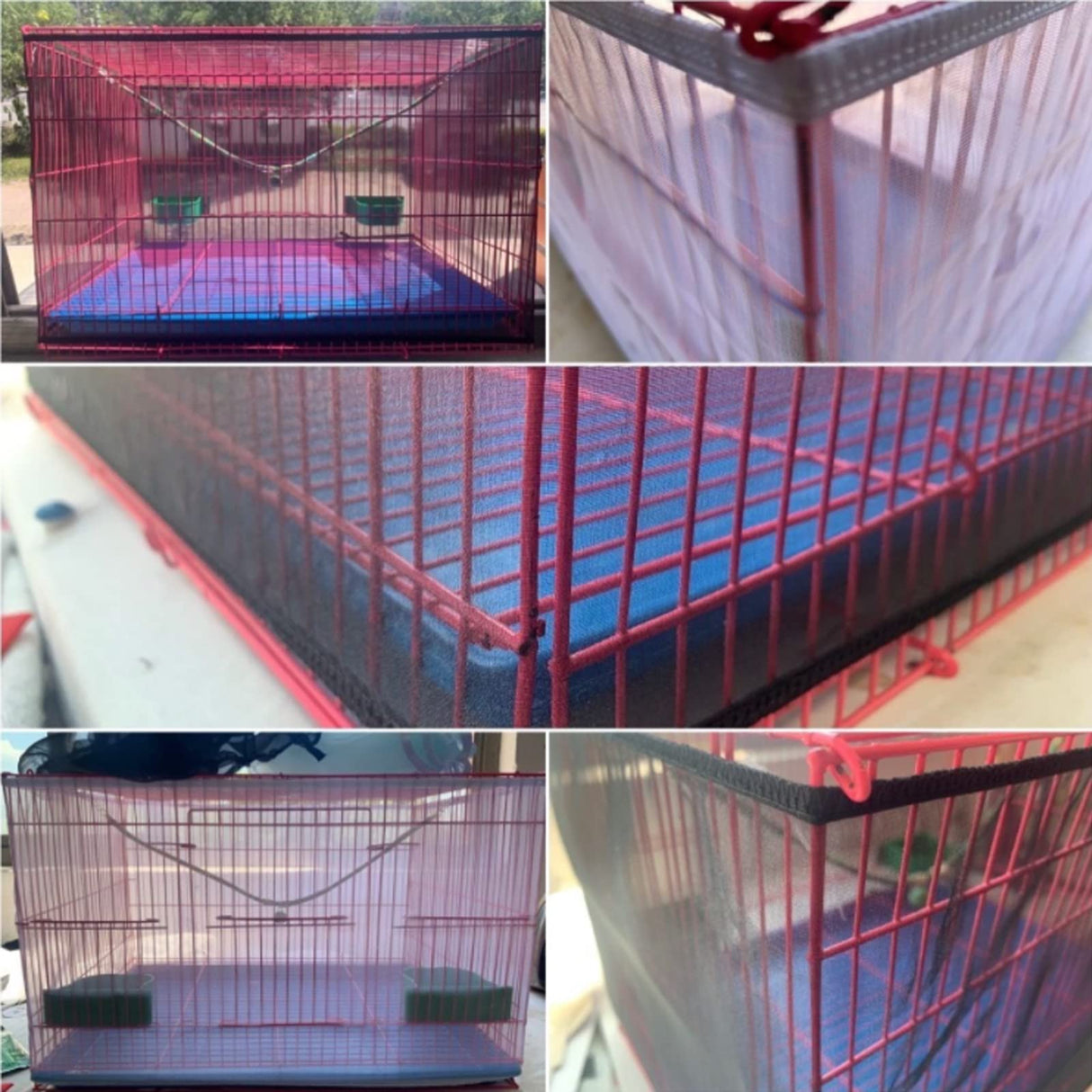 Bird Cage Seed Catcher, Airy Gauze Seeds Bird Cage Cover Guard Dust-Proof Universal Birdcage Accessories Parrot Bird Nylon Mesh Net Cover Stretchy Shell Skirt Traps Cage Basket (XL, Black)