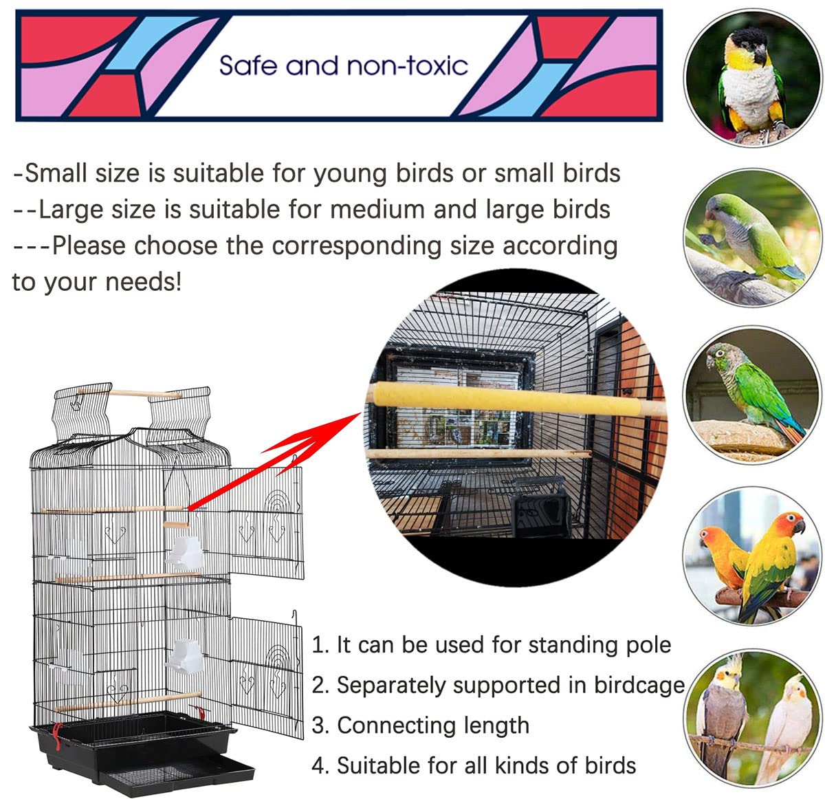 20Pcs Sand Perch Covers for Bird - Bird Perchs Covers 7.5" Long x 3/8" Diameter Bird perches for Parakeets, Lovebirds, Parrotlets, Canaries and Other Small Birds (Yellow, 20pcs 7.5" x 0.43")