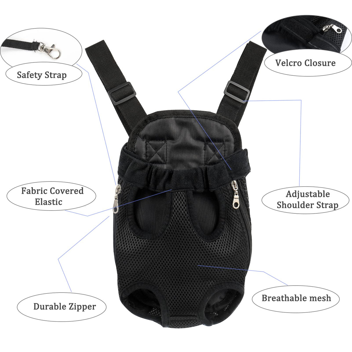 Adjustable Pet Carrier Backpack - Dog, Puppy & Cat Carrier for Travel, Hiking & Car - Front Carrier & Backpack in One