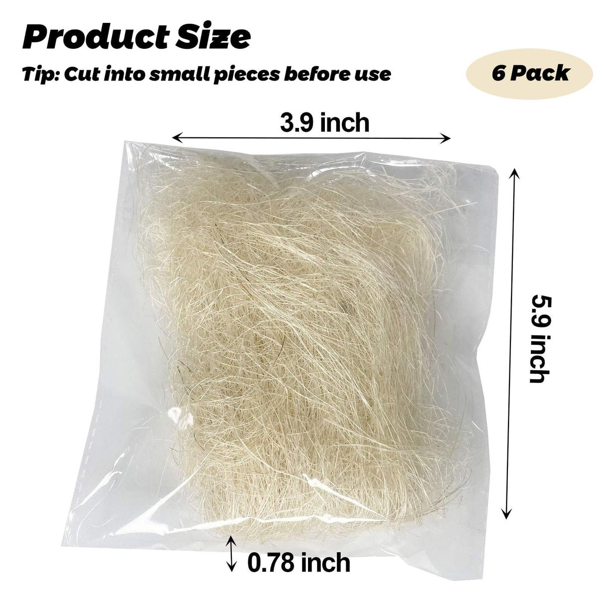 kathson Bird Nesting Materials Coconut Fiber Bird Nest Bedding Material Warm and Breathable Linen Silk for Bird Small Animals (6 Pack)