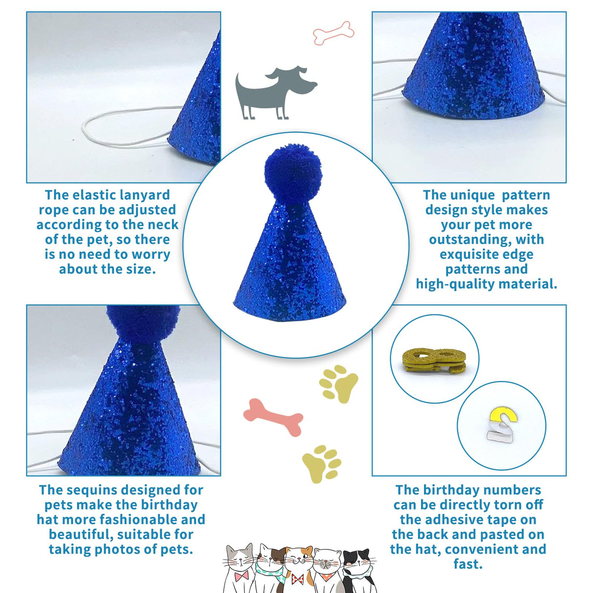 Cat Kitten Birthday Bandanas Cat Birthdays Party Supplies Party Hat Boy with Cat Birthdays Banner Balloons Meow Letter Foil Balloons for Boy Cats Kitten Decorations