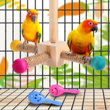 Kyouki Bird Perch Toy - Suitable for Small & Medium Parrots: Conures, Cockatiels, Lovebirds, Parakeets, Quakers, Caiques, Pionus | 360° Spinning Stand (Primary Colors, Medium Size)