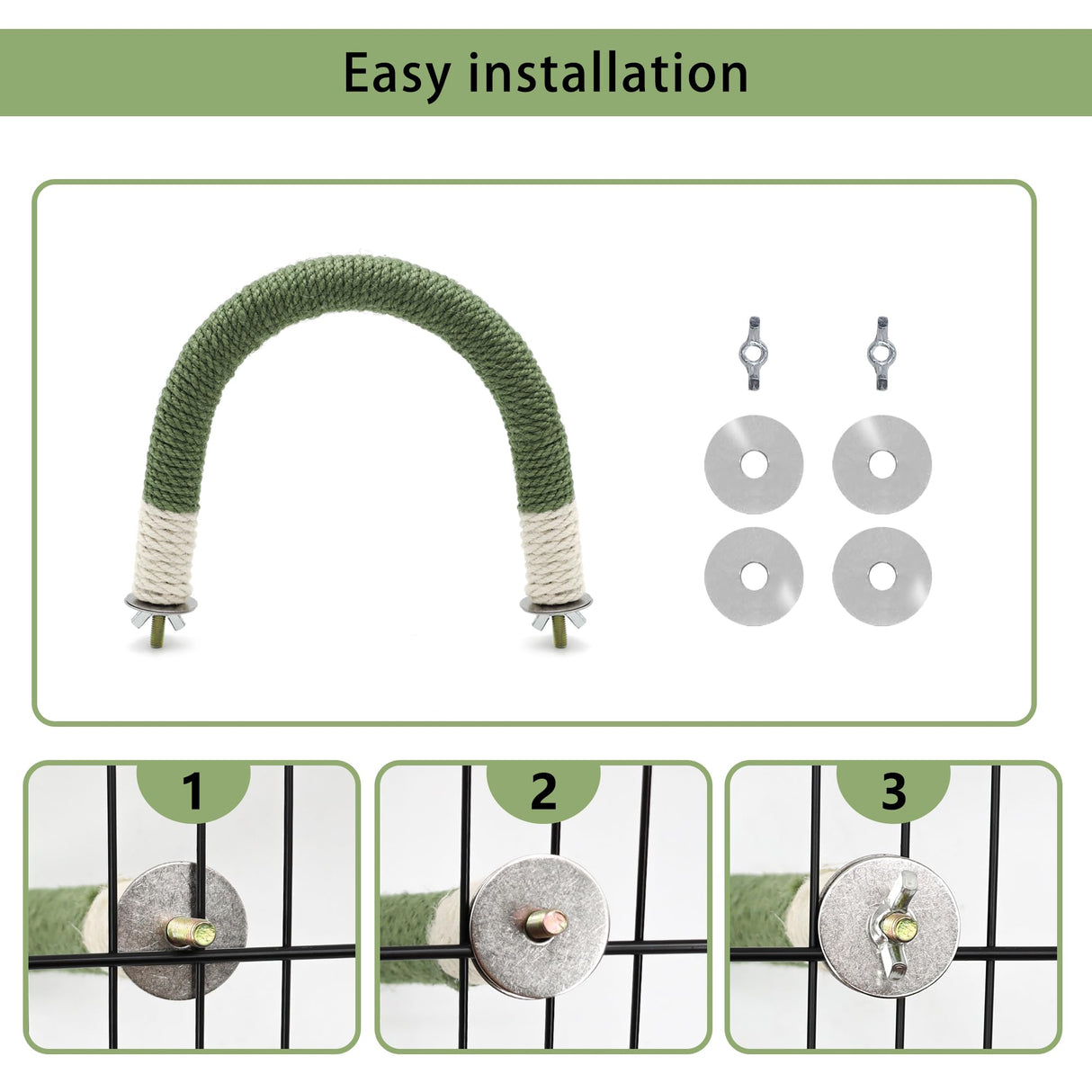 DVHEY Bird Stand Perch U Shape Hemp Rope Green Wood Parrot Perches for Small Birds,Parakeets Macaw Cockatiels Conures Love Birds Finches,Bird Training Educational Stand Toys (Small,1 Pack)