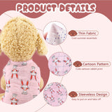Vavious Girl Dog Clothes Breathable Lightweight Dog Shirts Cartoon Pink Rabbits Pattern Pet Vest Puppy Sleeveless Soft Tank Top Sweet Summer Cat Outfit X-Large