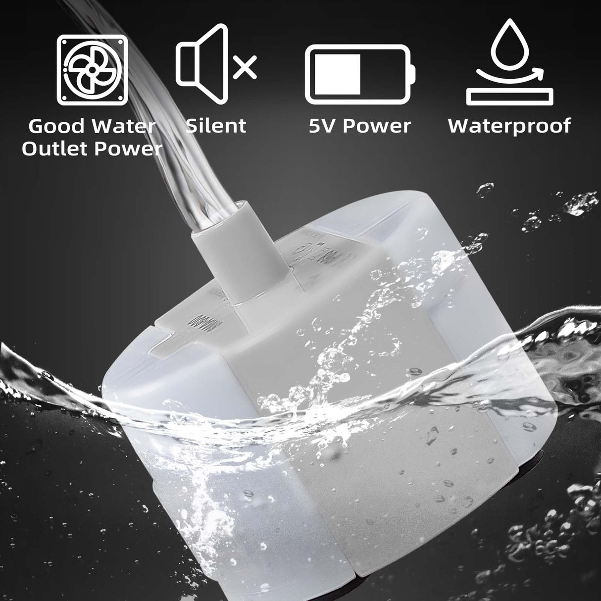 Ultra-Quiet Replacement Pump for Stainless Steel Cat Water Fountains - SMA-800 Motor - Safe and Easy to Clean with Low Voltage DC 5V and USB Cable (Side Suction Pump)