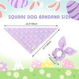 E-Clover Easter Dog Bandana & Matching Scrunchie-Bunny Dog Bandanas Pet Scarf Bib for Samll Dogs Puppy Girl Boy Owner Gift Purple