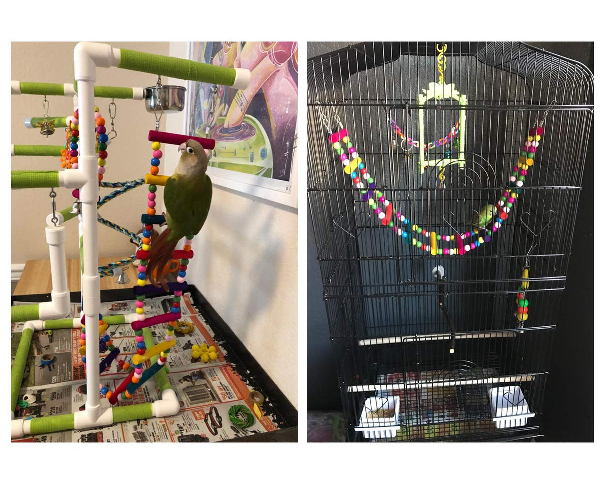 DS. DISTINCTIVE STYLE Bird Ladder Toys Coloured Flexible Parrot Swing Bridge Wooden Cockatiel Cage Hanging Climbing Ladder