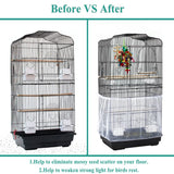 ASOCEA Bird Cage Seed Cather,Universal Adjustable Birdcage Cover Skirt Nylon Mesh Netting Parrot Parakeet Macaw African Round Square Cages Cover