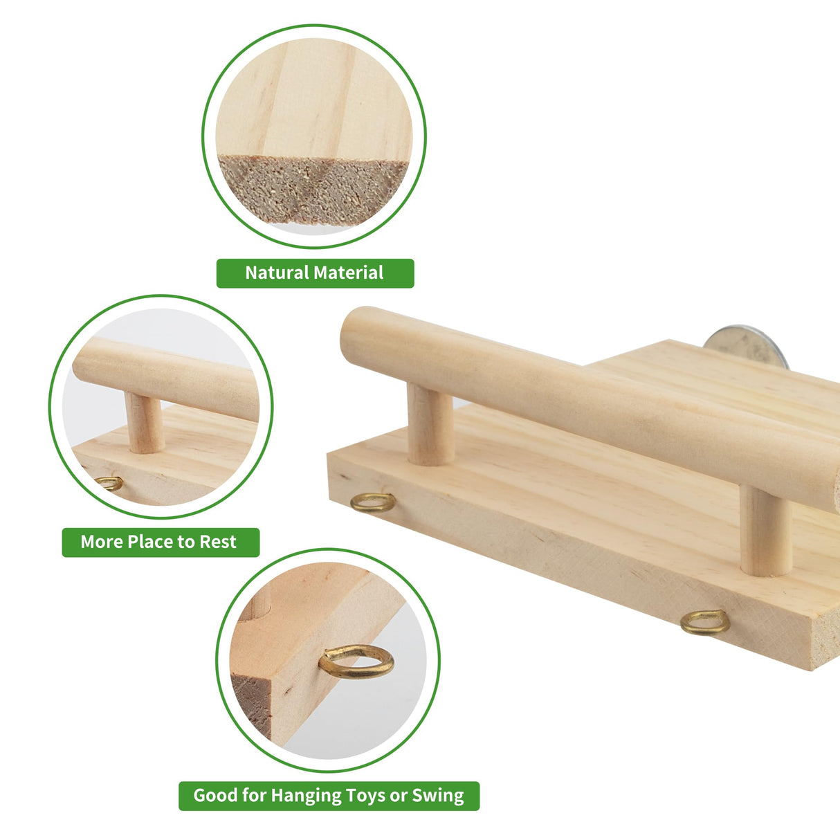 GAGILAND Bird Perches for Cage, Natural Wood Platform Bird Swing Bird Perch Stand Paw Grinding Stick for Parakeet Cockatiels Lovebirds Cage Accessories