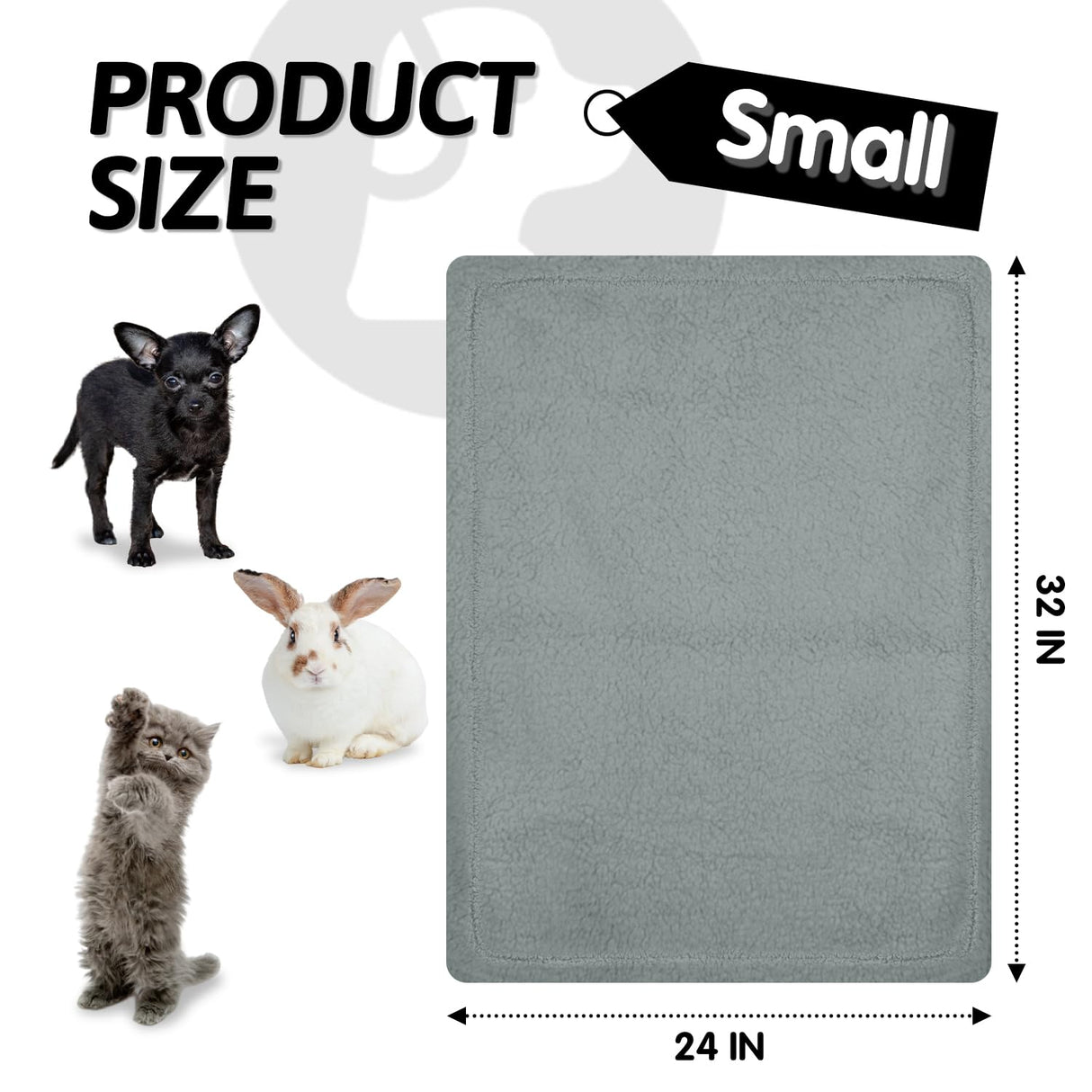 furrybaby Dog Blankets for Small Dogs, Puppy Small Fleece Blankets for Pets, Premium Cat Blanket, Sherpa Pet Blanket Washable for Pet Kitten Doggy (Grey, 24x32 in, S)
