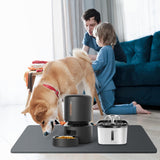 Harhana Pet Mat for Water Fountain and Automatic Feeder, Non Slip Rubber, Black, Large Size: 27.5 x 15.75 x 0.2 inch