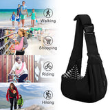 PETLOFT Reversible Dog Cat Sling Carrier, Small Dog Carrier, Adjustable Dog Sling, Hands Free Cross Body Carrier with Collar Hook for Dog/Cat/Bunny up to 11lb, Black