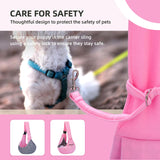 Adjustable Dog Carrier Sling - Hand-Free Dog Carriers for Small Dogs and Cats, Puppy Sling Carrier with Zipper Purse Pocket, Travel Safety Harness, Puppy Essentials (Pink)