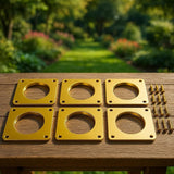 Bird House Guard Hole Plate - Larger Stainless Steel Shape with Rain Buffle - Entrance Predator Guards Metal Plate - 38 mm 1.5" Hole Sizes - Square Rings Entry Hole Protector (Golden 6 Pieces)