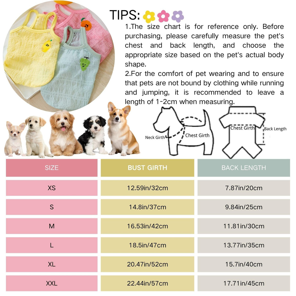 Sweet Dog Vest Summer Lightweight Cartoon Pet T-Shirts Soft Breathable Dogs Tee Shirt Sleeveless Vest Dog Apparel for Medium Small Dog