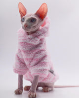 Sphynx Cat Apparel Kitty Clothes Warm Autumn and Winter Hairless Cat Outfits Cat Clothes for Devon Rex Cats, Cornish Cats and Small Cats (Pink, Large)