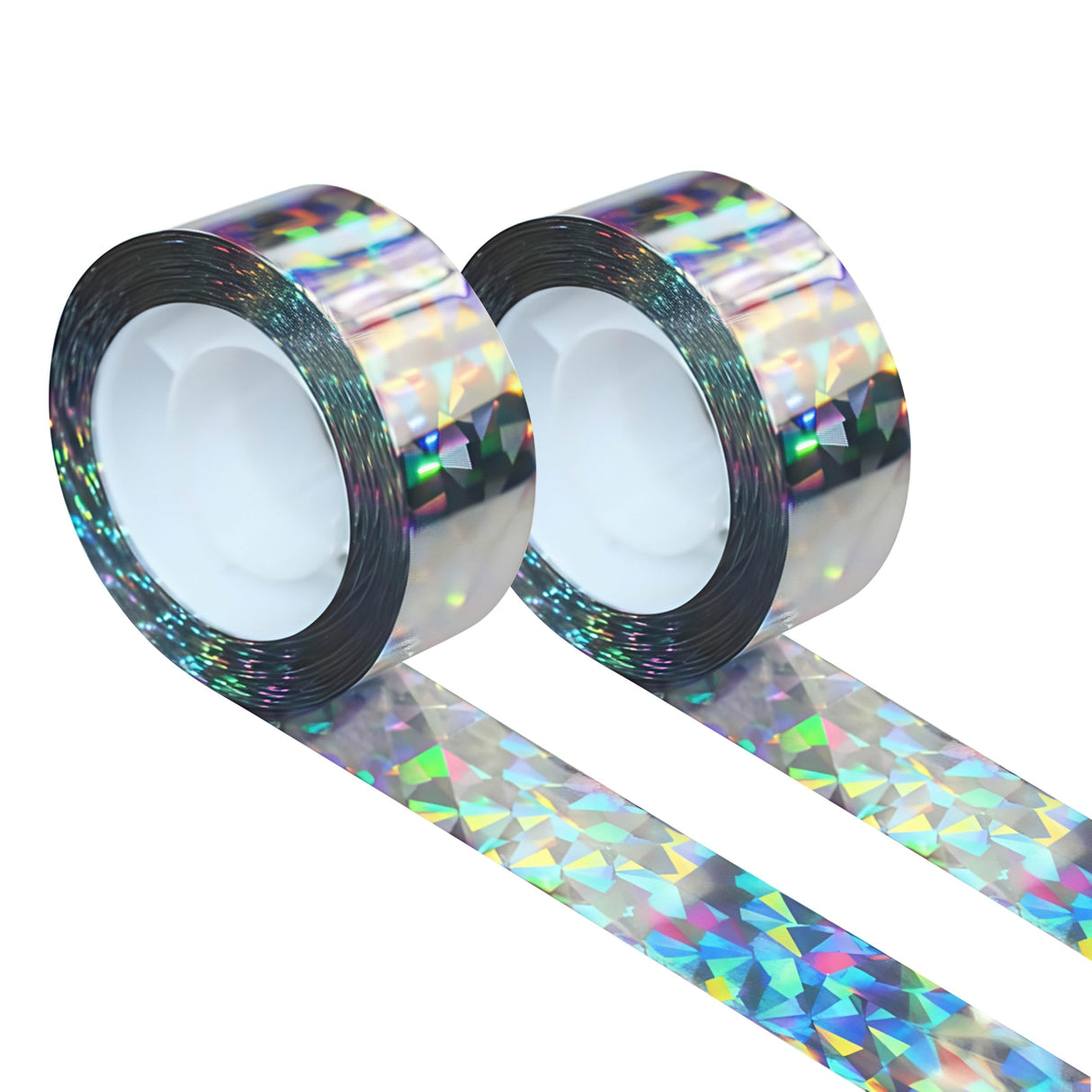 Bird Scare Ribbon Double Sided Holographic Reflective Ribbon Tape to Keep Away Woodpecker, Pigeon, Hawks, Grackles Bird (2 Pack, 0.9in x 260ft)