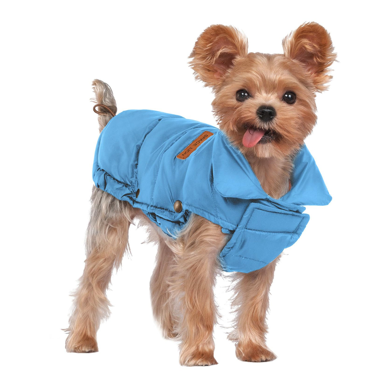 SPACE LION Dog Puffer Jacket, Down Winter Coat, Durable Outdoor Coat for Cold and Windy Conditions, Waterproof, Lightweight Jacket, Adjustable Fit for Small, Medium, Large Dogs(Blue,10/S)